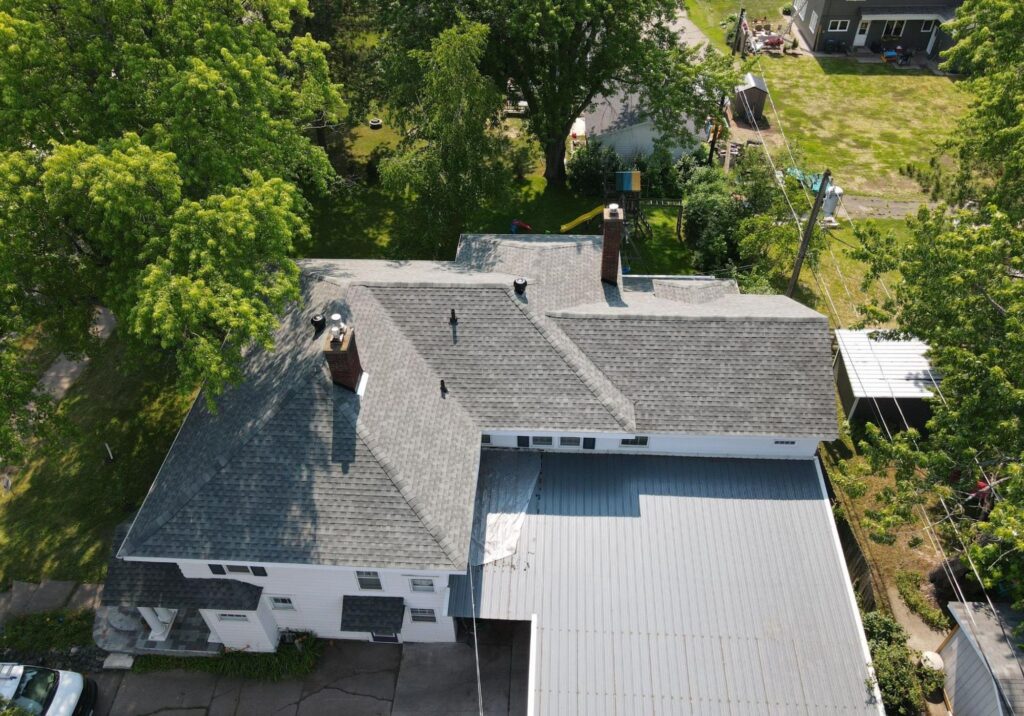One of Empire Roofing’s projects that included a full roof replacement and ariel photos.